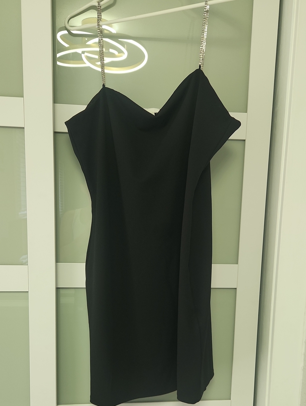 H&M Black Mini Dress with Rhinestone Straps